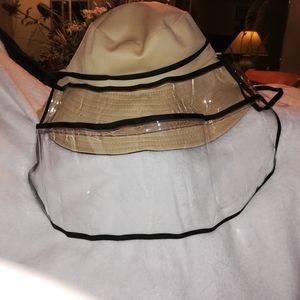 Canvas Safari-type sunhat w/removable face shield